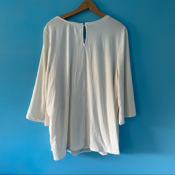 Lane Bryant White Gem Bead Rhinestone Pattern Blouse 3/4 Sleeves Winter 22/24 - Picture 11 of 11